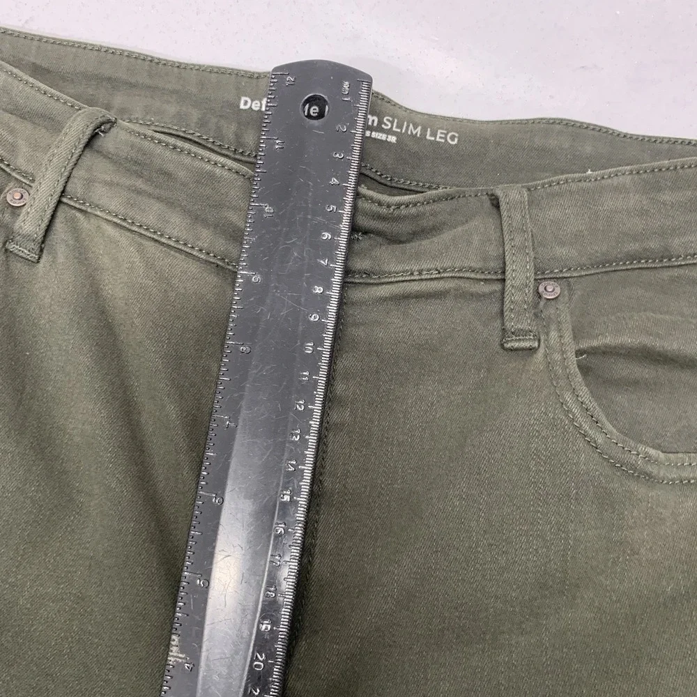 Chicos 3 Define me Denim Slim‎ Leg Jeans 16R Olive  Green Stretch Pockets Casual